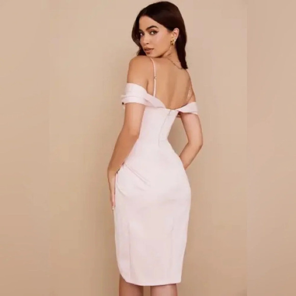 House of CB Camila Blush Pink Midi Off the Shoulder Corset Dress - Picture 6 of 13